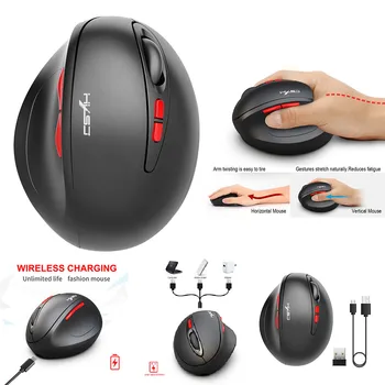 

HXSJ T24 2.4G Wireless Mouse Vertical Ergonomic Adjustable DPI 800 1600 2400 7 Buttons with USB Receiver for Notebook PC