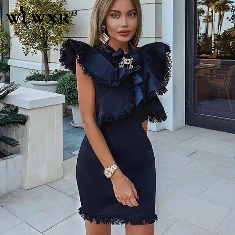 WLWXR Tassel Celebrity Elegant Sexy Dress Women Ruffles White Black Bodycon Dress Female Wrap Mini Short Party Dresses Vestidos
WLWXR Tassel Celebrity Elegant Sexy Dress Women Ruffles White Black Bodycon Dress Female Wrap Mini Short Party Dresses Vestidos