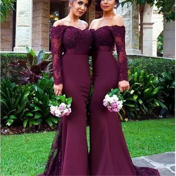 Burgundy Full Sleeves Appliques Lace Elegant Mermaid Bridesmaid Dresses 2020 Long Sleeve Long Gowns For Wedding Party Guests
Burgundy Full Sleeves Appliques Lace Elegant Mermaid Bridesmaid Dresses 2020 Long Sleeve Long Gowns For Wedding Party Guests