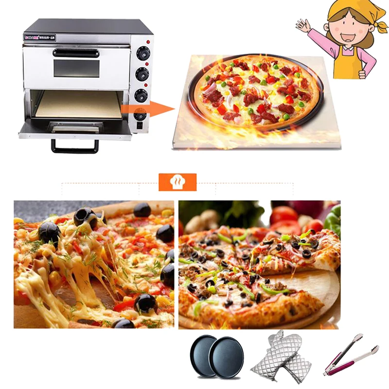 Image Electrical Stainless Steel Home Commercial Thermometer Double Pizza Oven  Mini Baking Oven Bread Cake Toaster Oven PO2PT