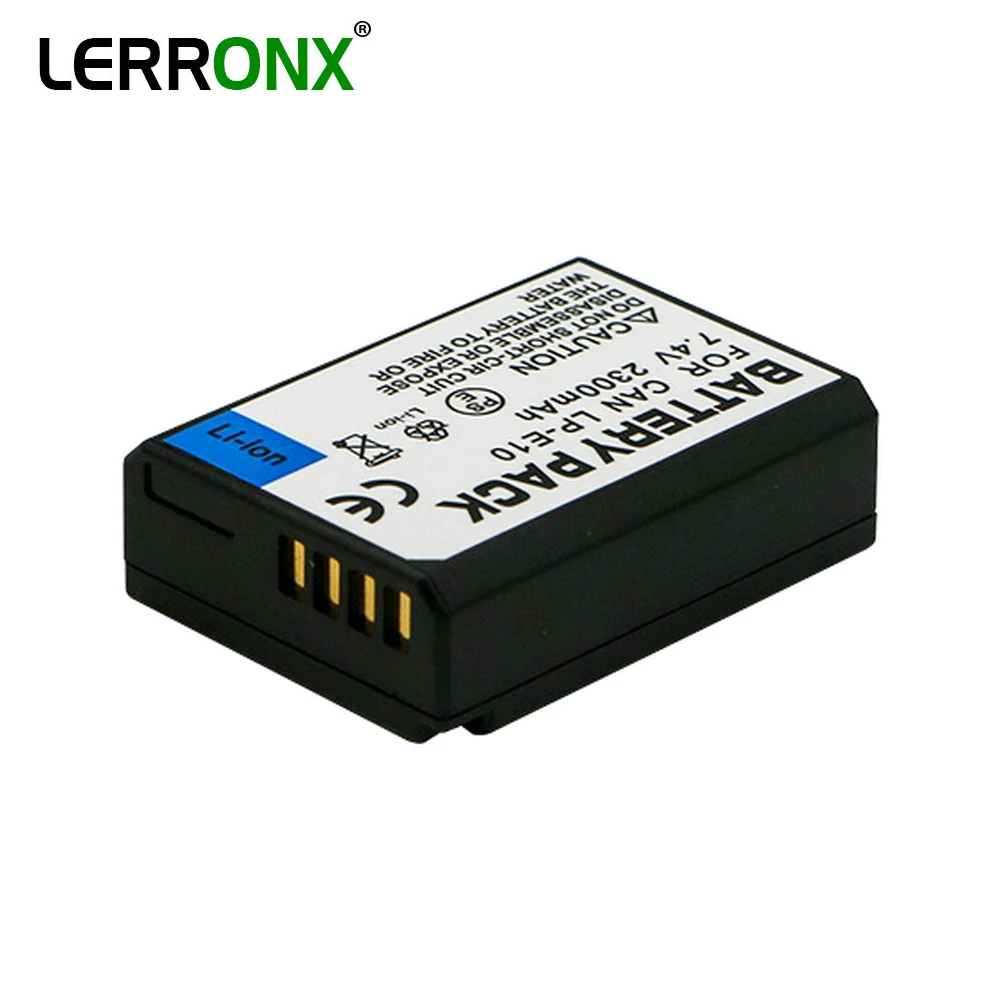 LERRONX Camera Battery LP-E10 LPE10 7.4V 2300mAh Lithium rechargeable batteries for Canon 1100D 1200D 1300D Rebel T3 T5 T6
LERRONX Camera Battery LP-E10 LPE10 7.4V 2300mAh Lithium rechargeable batteries for Canon 1100D 1200D 1300D Rebel T3 T5 T6