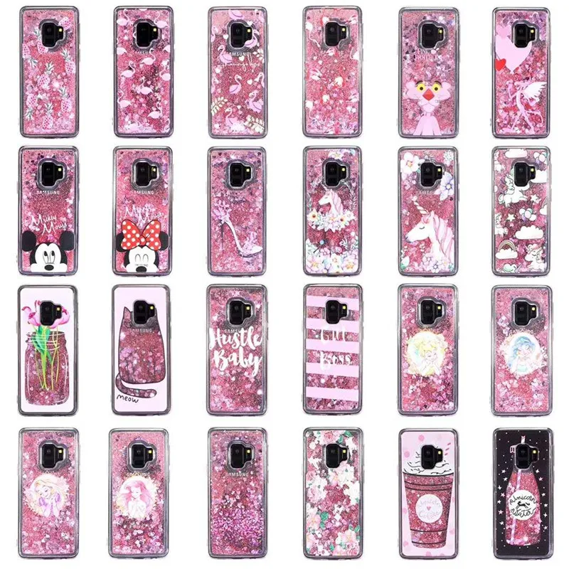 

Fashion Unicorn Flamingo Cat Beverage Bottle Glitter Liquid Star Quicksand Soft Case For Samsung Galaxy S8 S9 Plus S6 S7 Edge