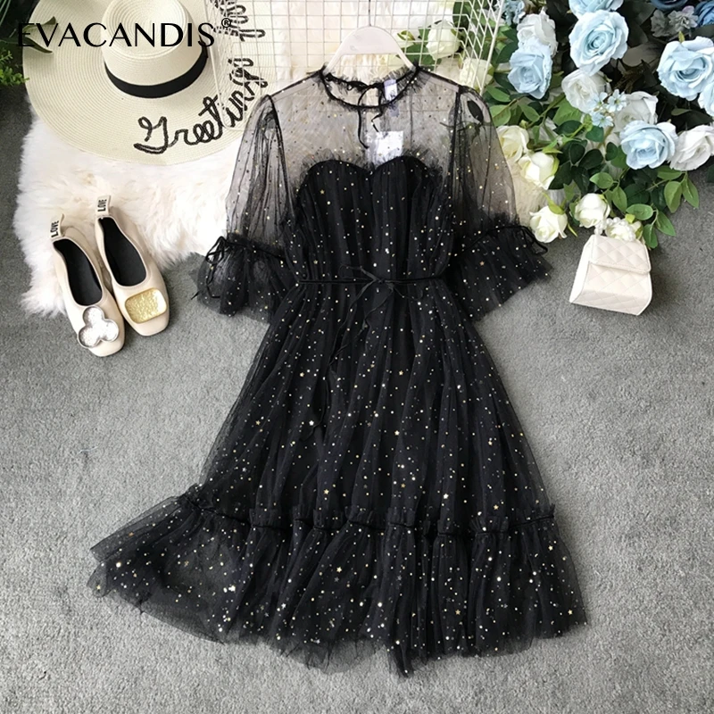 Black Mesh Ruffle Sequin Beach Summer Dress Tunic Korean Vintage Elegant See Through Midi Pink Blue High Waist Women Vestidos
Black Mesh Ruffle Sequin Beach Summer Dress Tunic Korean Vintage Elegant See Through Midi Pink Blue High Waist Women Vestidos
