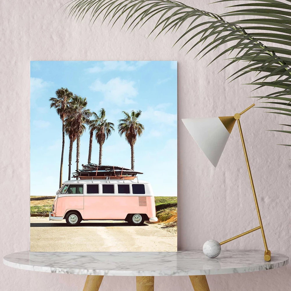 Fashion Pink Bus Poster Pop art canvas painting Palm posters and prints Landscape wall pictures for living room Decoration
Fashion Pink Bus Poster Pop art canvas painting Palm posters and prints Landscape wall pictures for living room Decoration
