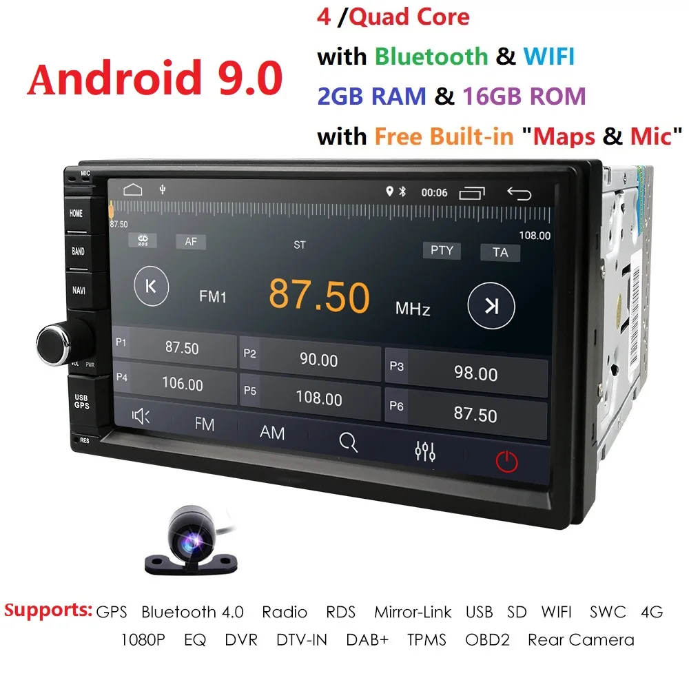 2 Din 7'' Quad core Universal Android 9.0 2GB RAM Car Radio Stereo GPS Navigation WiFi 1024*600 Touch Screen 2din Car PC Camera
2 Din 7'' Quad core Universal Android 9.0 2GB RAM Car Radio Stereo GPS Navigation WiFi 1024*600 Touch Screen 2din Car PC Camera