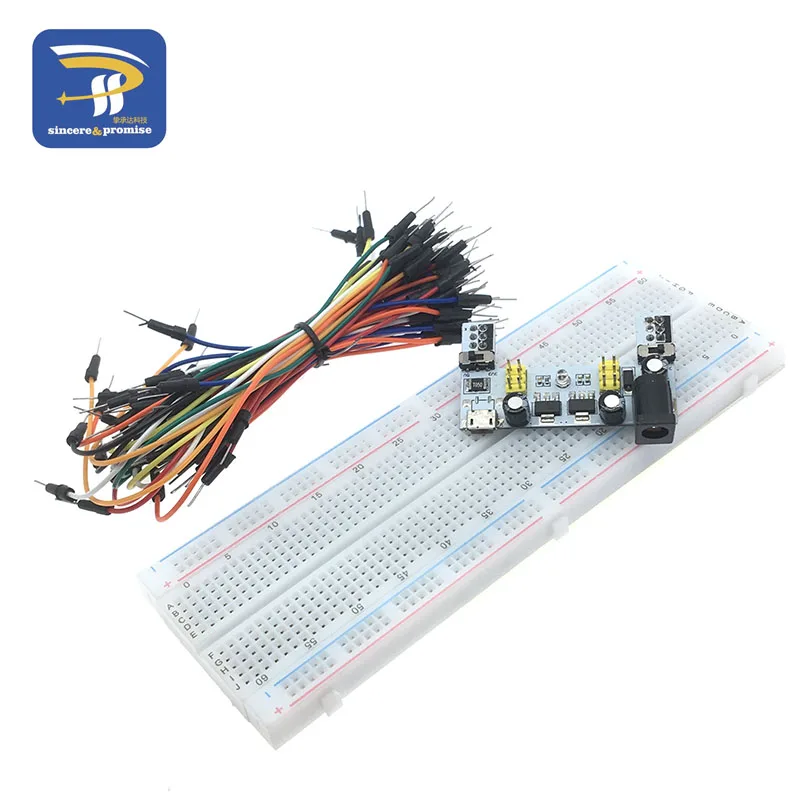 White 3.3V/5V MB102 Breadboard power module+MB-102 830 points Prototype Bread board for arduino kit +65 jumper wires wholesale
White 3.3V/5V MB102 Breadboard power module+MB-102 830 points Prototype Bread board for arduino kit +65 jumper wires wholesale