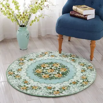 

Red Rose Printed Carpets European Style 15MM Thicken Soft Rugs Big Round Floor Carpets For Living Room Bathroom Circle Yoga Mats