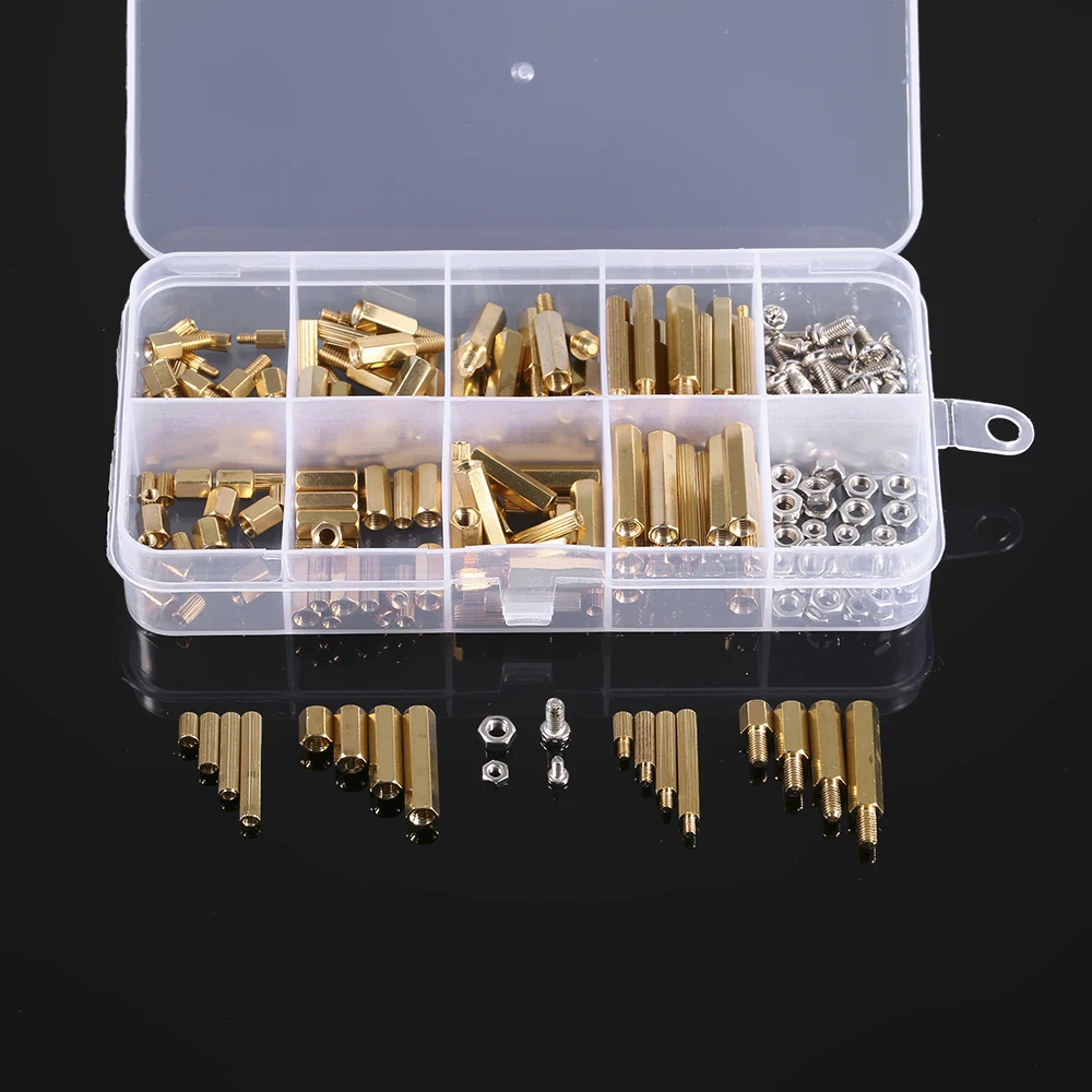 240PCS M2 M3 Screws Threaded Standoffs Male Female Brass Standoff Spacer PCB Board Hex Nuts Assortment Kit Hardware | Обустройство