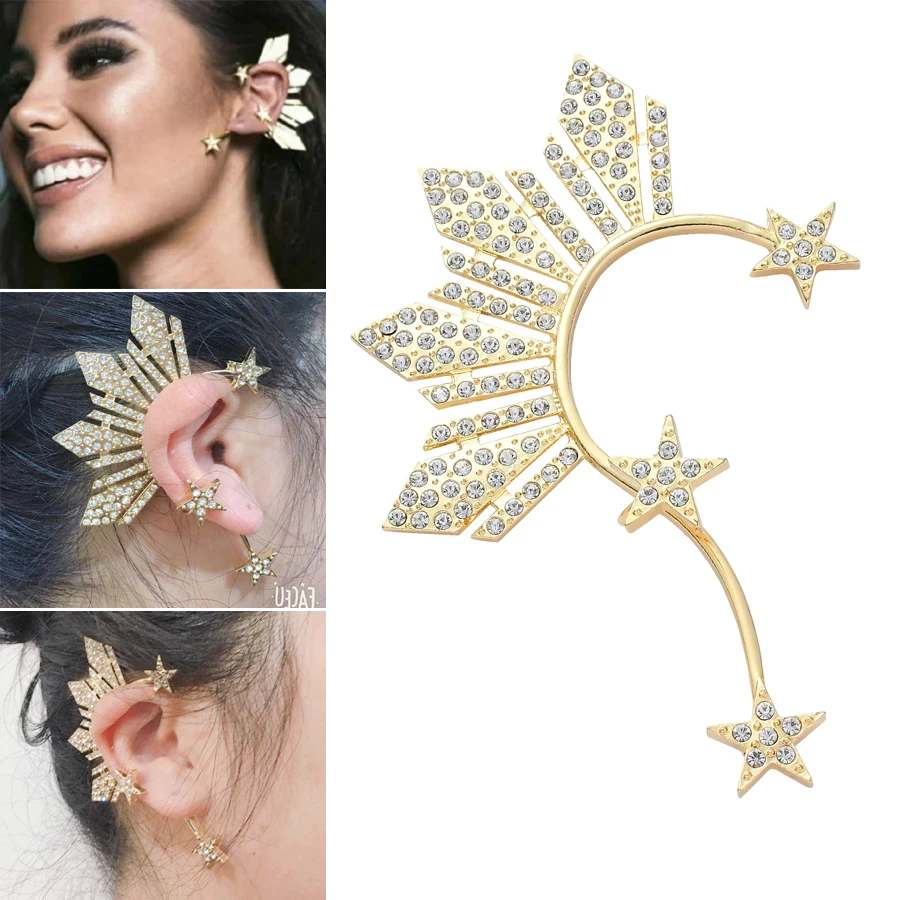 1pcs Rhinestone Stars Cuff Clip On Earrings Without Piercing Women Gold Color Crystal Big Ear Cuff Fashion Jewelry Gift
1pcs Rhinestone Stars Cuff Clip On Earrings Without Piercing Women Gold Color Crystal Big Ear Cuff Fashion Jewelry Gift
