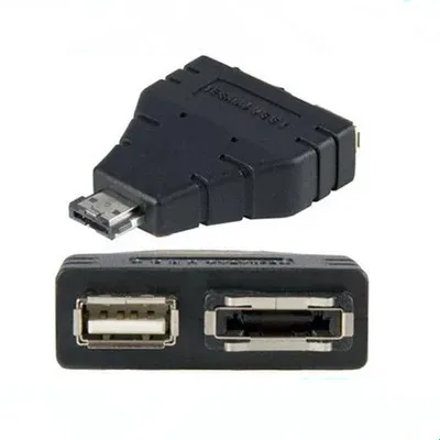 ESATA Splitter 2-in-1 Adapter USB & SATA to eSATA Converter Jack Plug Black for PC DIY |