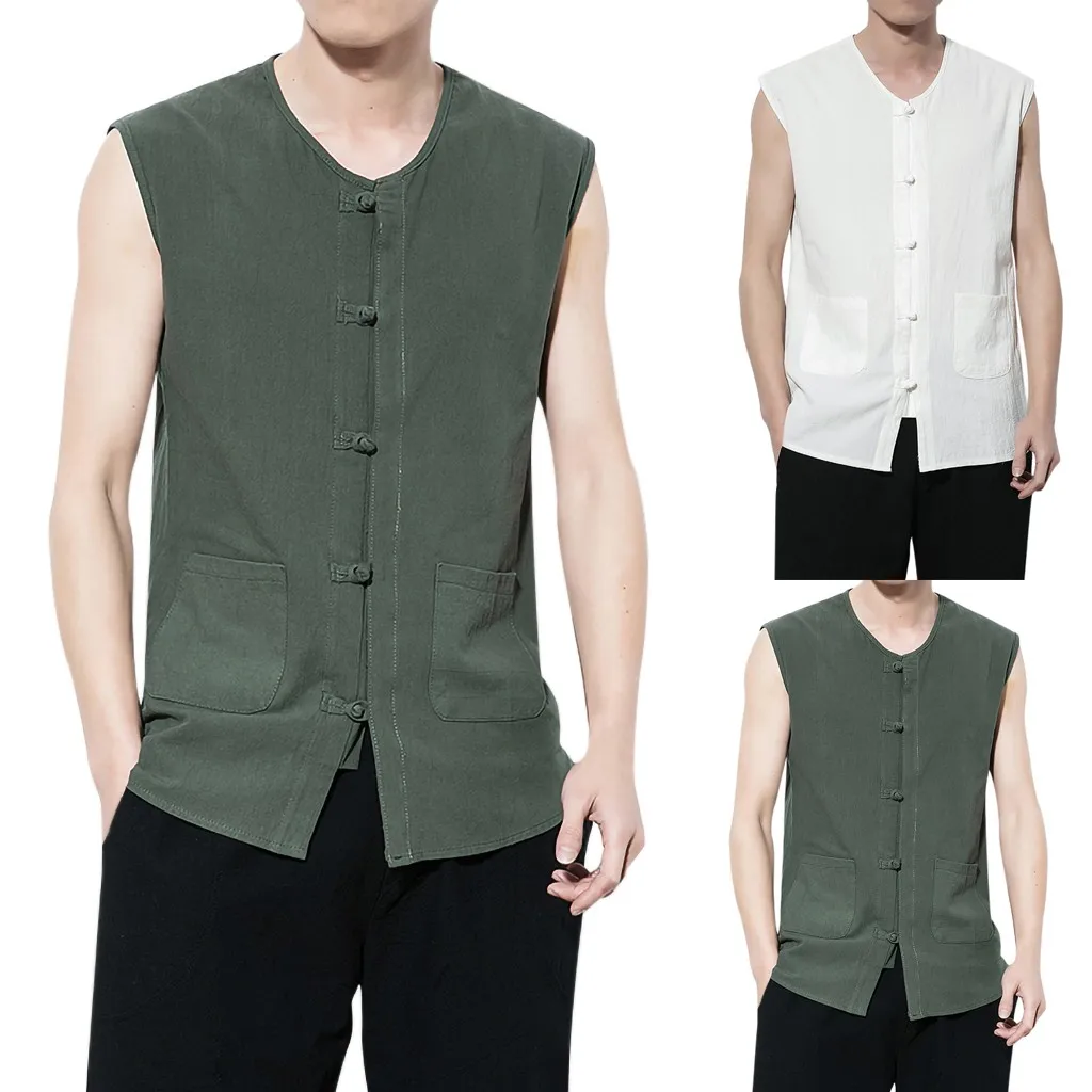 men top Cotton Linen Buttons Sleeveless Shirt Tee Blouse Vest Tank Large size solid color vest casual #3.5
men top Cotton Linen Buttons Sleeveless Shirt Tee Blouse Vest Tank Large size solid color vest casual #3.5