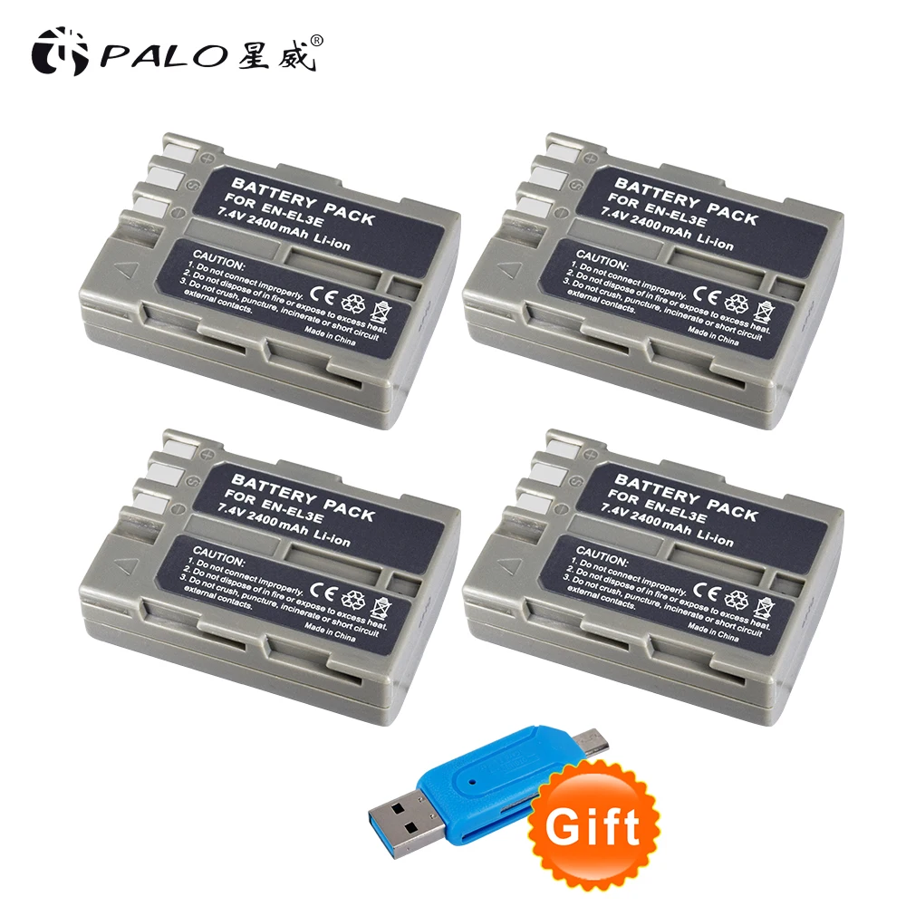 PALO Высококачественные 4 шт. EN-EL3e EL3e 7,4 V 2400mAh батареи для камеры Nikon ENEL3E EN EL3E D30 D50 D70 D90 D70S D300
PALO Высококачественные 4 шт. EN-EL3e EL3e 7,4 V 2400mAh батареи для камеры Nikon ENEL3E EN EL3E D30 D50 D70 D90 D70S D300