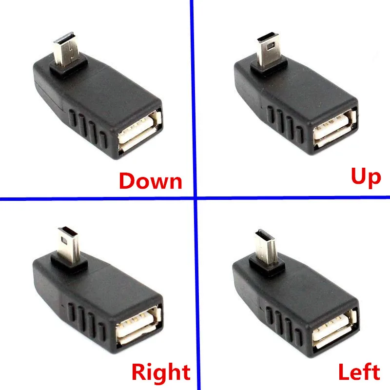 90 Degree Left Right up Down angle A Female to 5-pin B Male Mini USB OTG Host USB2.0 adapter
90 Degree Left Right up Down angle A Female to 5-pin B Male Mini USB OTG Host USB2.0 adapter
