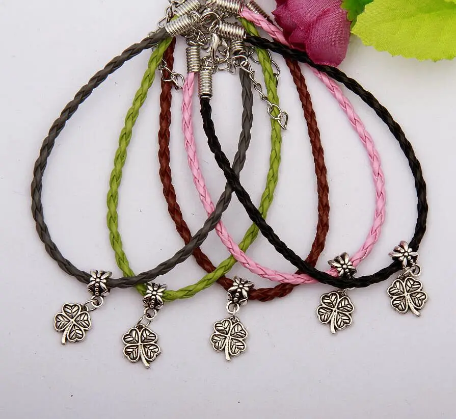 20pcs/lot Ancient Silver Four Leaf Petal Charms Multicolor Braided Rope Protection Good Luck Bracelet Jewelry For Women&Men N055
20pcs/lot Ancient Silver Four Leaf Petal Charms Multicolor Braided Rope Protection Good Luck Bracelet Jewelry For Women&Men N055