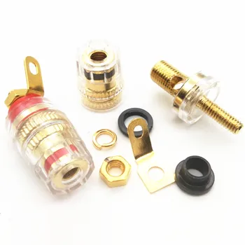 

10pcs/5pairs Copper Material 4mm Thread Amplifier Speaker Spade Terminal Binding Post Banana Plug Socket Connector 32mm