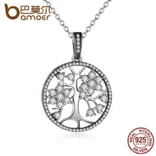 Les OFFRES De Noël Classique 925 Sterling Argent Arbre de Vie Pendentif Rond Colliers pour les Femmes Fine Jewelry PSN013(China)