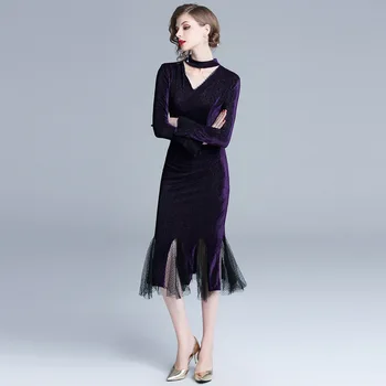 Sequin Dress Mesh Lace Autumn Trumpet Mermaid 2019 New Long Sleeve Vintage Full V-neck Elegant Plus Size Bright Wire Fashion
Sequin Dress Mesh Lace Autumn Trumpet Mermaid 2019 New Long Sleeve Vintage Full V-neck Elegant Plus Size Bright Wire Fashion