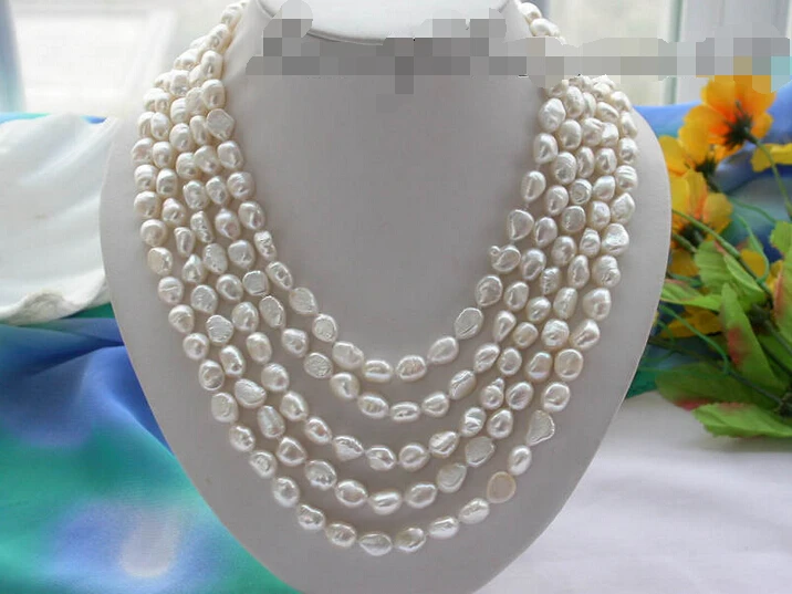 shipping z3553 100" 11mm white baroque freshwater pearl necklace