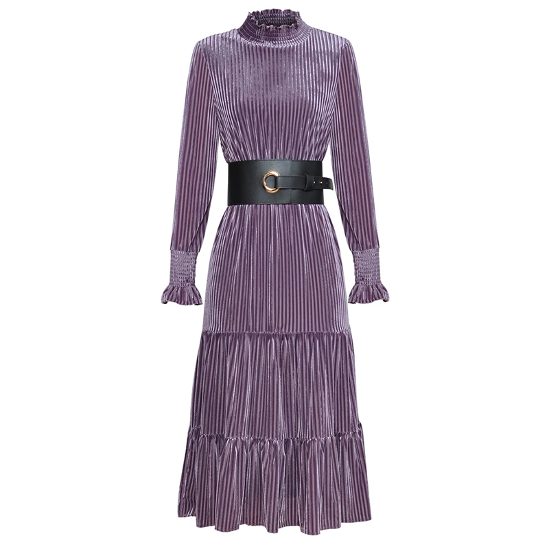 HIGH QUALITY New Fashion 2019 Designer Runway Dress Women's Long Sleeve Velvet Mid-calf Dress
HIGH QUALITY New Fashion 2019 Designer Runway Dress Women's Long Sleeve Velvet Mid-calf Dress