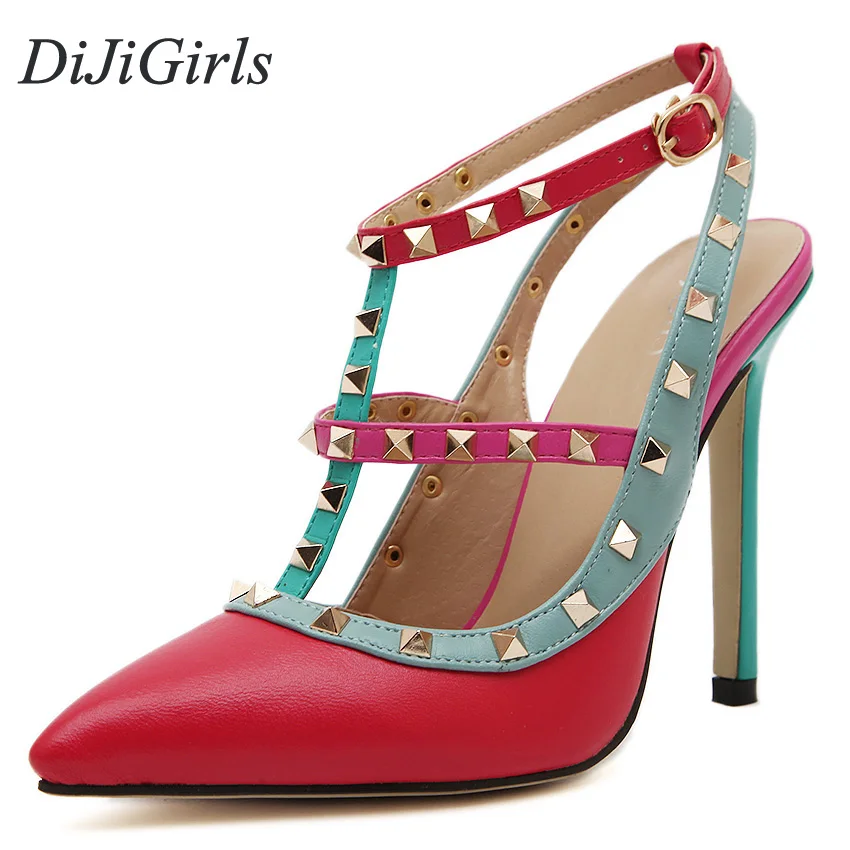 DiJiGirls New Fashion Style women's multicolor high heels Rivets Pointed Toe Stiletto sandals ladies shoes woman Pumps Red Blue
DiJiGirls New Fashion Style women's multicolor high heels Rivets Pointed Toe Stiletto sandals ladies shoes woman Pumps Red Blue