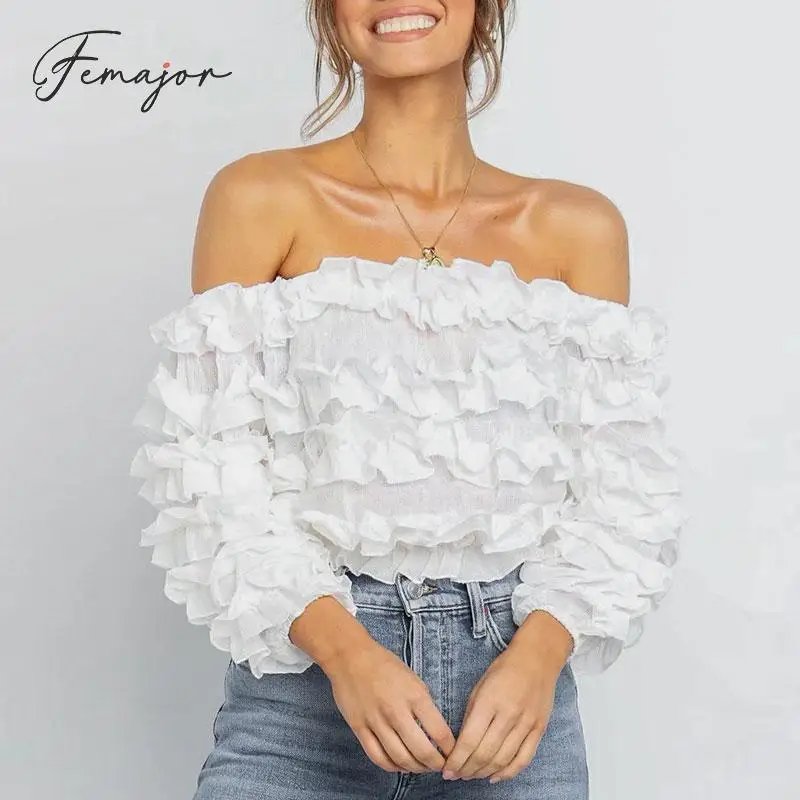 Femajor Fashion Ruffle Cluster Women Crop Tops and Blouse 2019 Autumn Winter Off Shoulder Long Sleeves Short Shirt Chic Blusa
Femajor Fashion Ruffle Cluster Women Crop Tops and Blouse 2019 Autumn Winter Off Shoulder Long Sleeves Short Shirt Chic Blusa