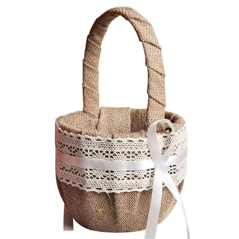 FunPa Women Wedding Flower Basket Rustic Lace Purfle Knot Bridal Basket Girl's Floral Basket Wedding Basket For Party Decor
FunPa Women Wedding Flower Basket Rustic Lace Purfle Knot Bridal Basket Girl's Floral Basket Wedding Basket For Party Decor