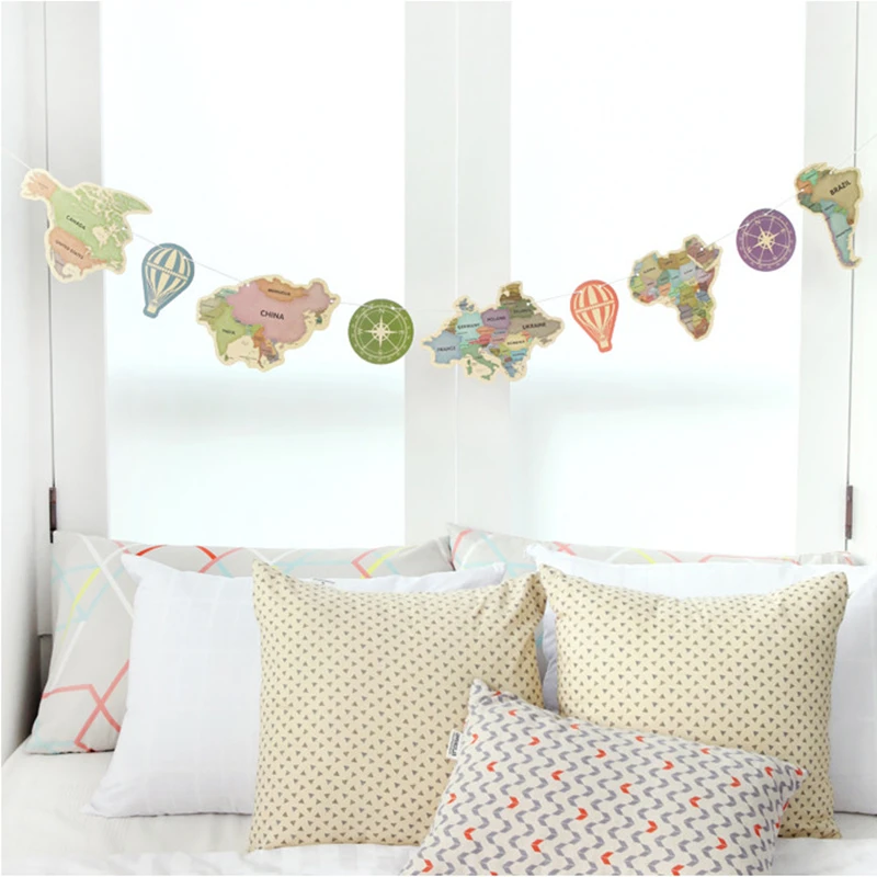 9pcs World Map Paper Banner Pennants Anchor Fire Balloon Compass World Travel String Flag for Kid Birthday Party Home Decoration
9pcs World Map Paper Banner Pennants Anchor Fire Balloon Compass World Travel String Flag for Kid Birthday Party Home Decoration