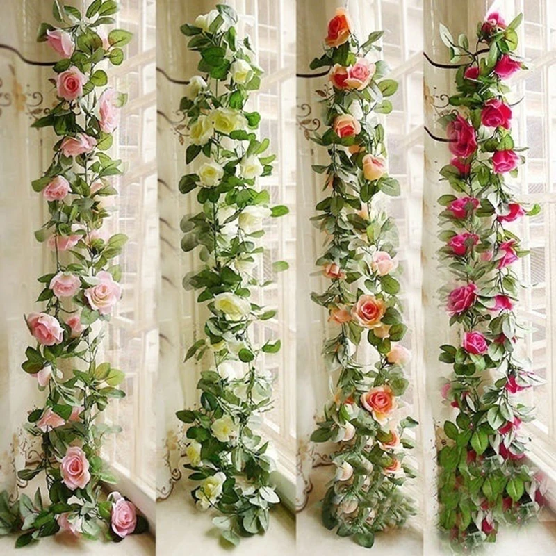 220cm 16roses Silk Roses Ivy Vine with Green Leaves For Home Wedding Decoration Fake leaf diy Hanging Garland Artificial Flowers
220cm 16roses Silk Roses Ivy Vine with Green Leaves For Home Wedding Decoration Fake leaf diy Hanging Garland Artificial Flowers