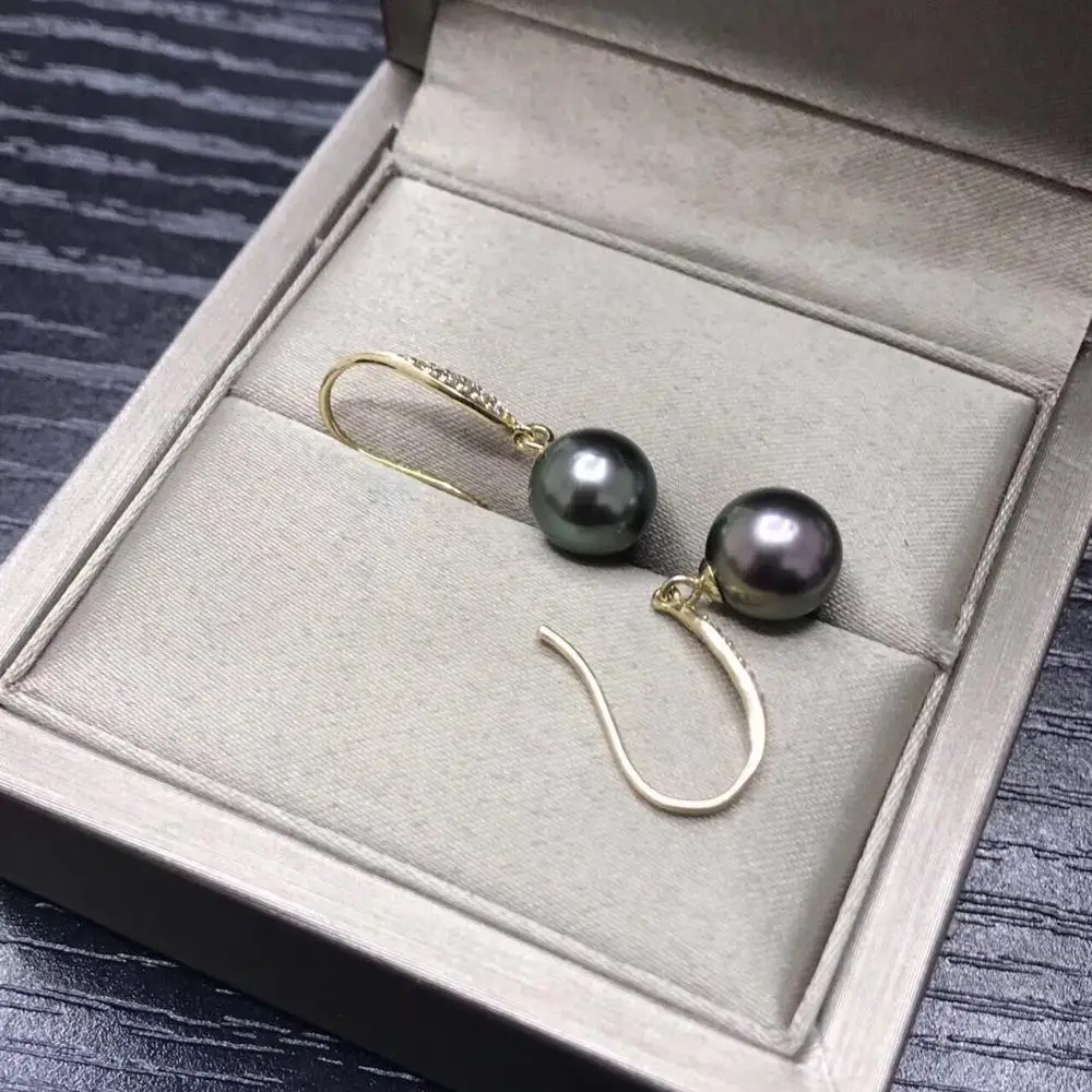 stunning pair of 10-11 Tahitian round black green pearl dangle earring 925 silver
stunning pair of 10-11 Tahitian round black green pearl dangle earring 925 silver