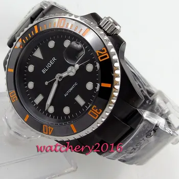 Modisch 40mm bliger black dial PVD case ceramic bezel Luminous marks Auto Date orange number Automatic movement Men's Watch
Modisch 40mm bliger black dial PVD case ceramic bezel Luminous marks Auto Date orange number Automatic movement Men's Watch