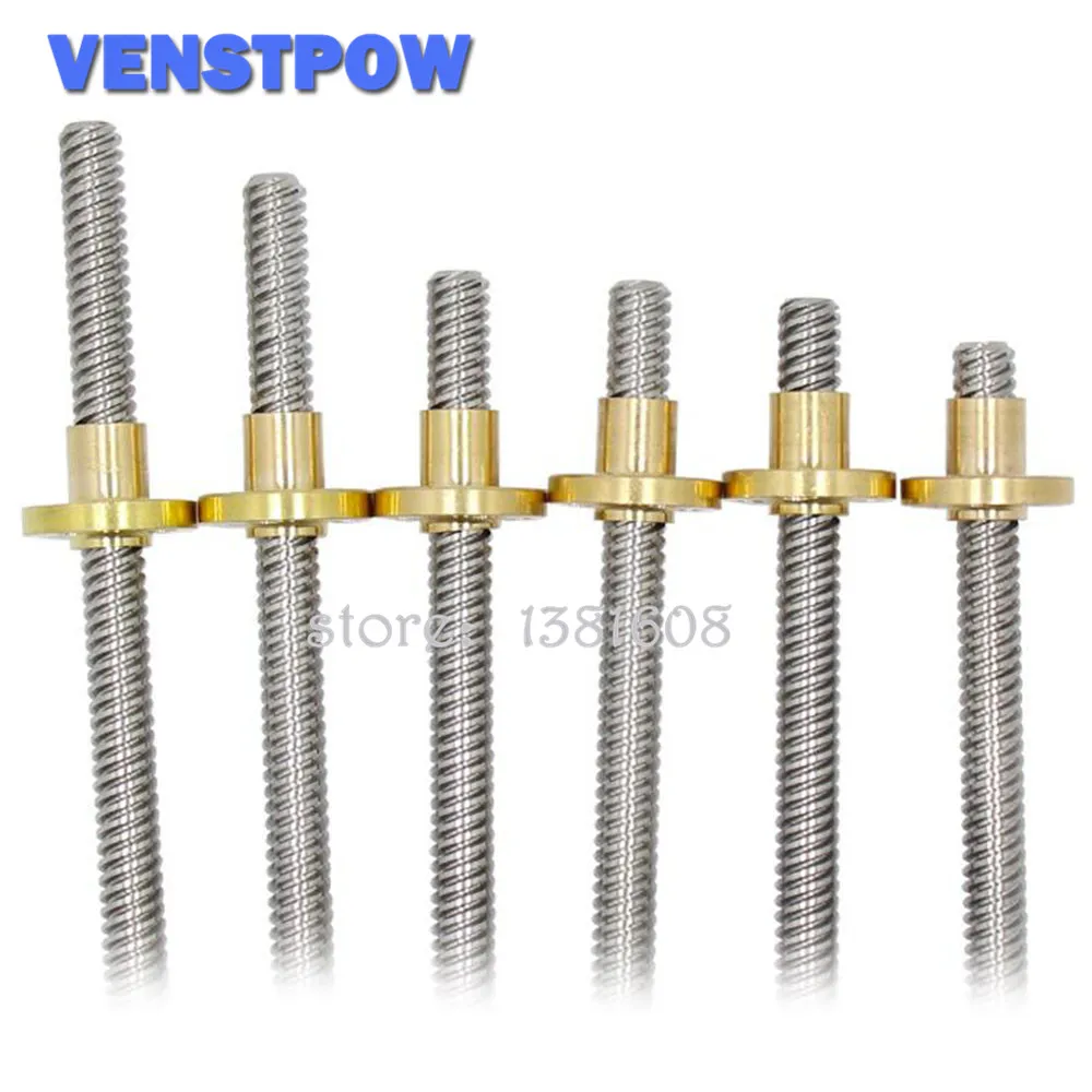 T8 Pitch 2mm Dia 8mm Stainless Lead Screw and Copper Nut Choose Length T8 Pitch 2mm Dia 8mm Stainless Lead Screw and Copper Nut Choose Length