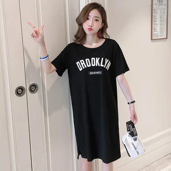 Pregnant women summer jacket Korean fashion new t-shirt short-sleeved loose dress printed letters pregnancy skirt 
Pregnant women summer jacket Korean fashion new t-shirt short-sleeved loose dress printed letters pregnancy skirt