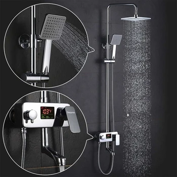 Chrome Digital Shower Faucet Single Handle Bathroom Shower Faucet System Temperature Display Shower Mixer Swivel Spout
Chrome Digital Shower Faucet Single Handle Bathroom Shower Faucet System Temperature Display Shower Mixer Swivel Spout