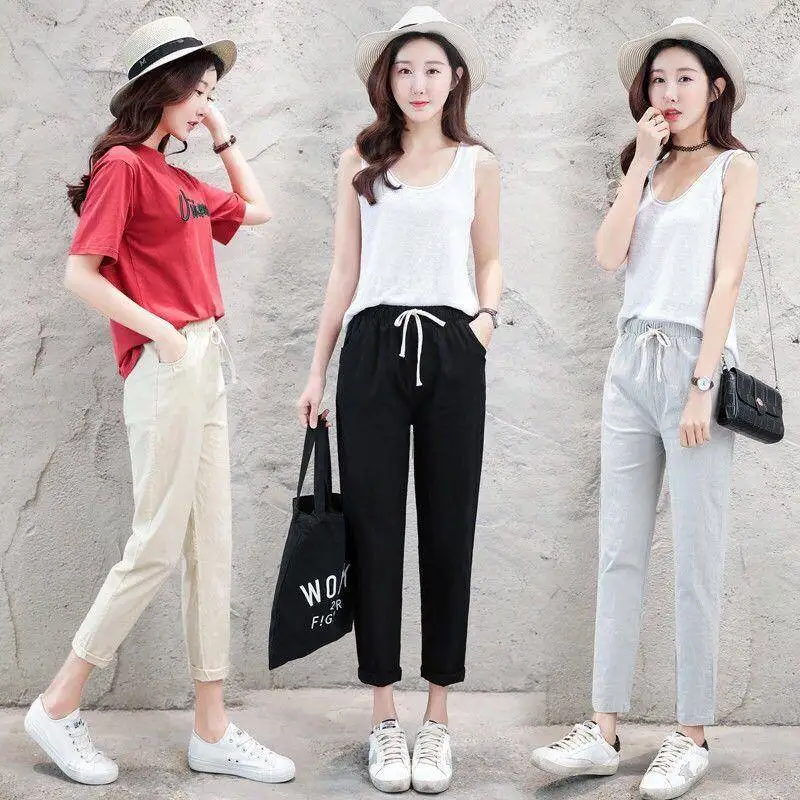 Fashion Pantalon Femme Trousers Women Solid Casual Spodnie Damskie Pants Plus Size XL Cotton Linen Harem Pants lace up pants
Fashion Pantalon Femme Trousers Women Solid Casual Spodnie Damskie Pants Plus Size XL Cotton Linen Harem Pants lace up pants
