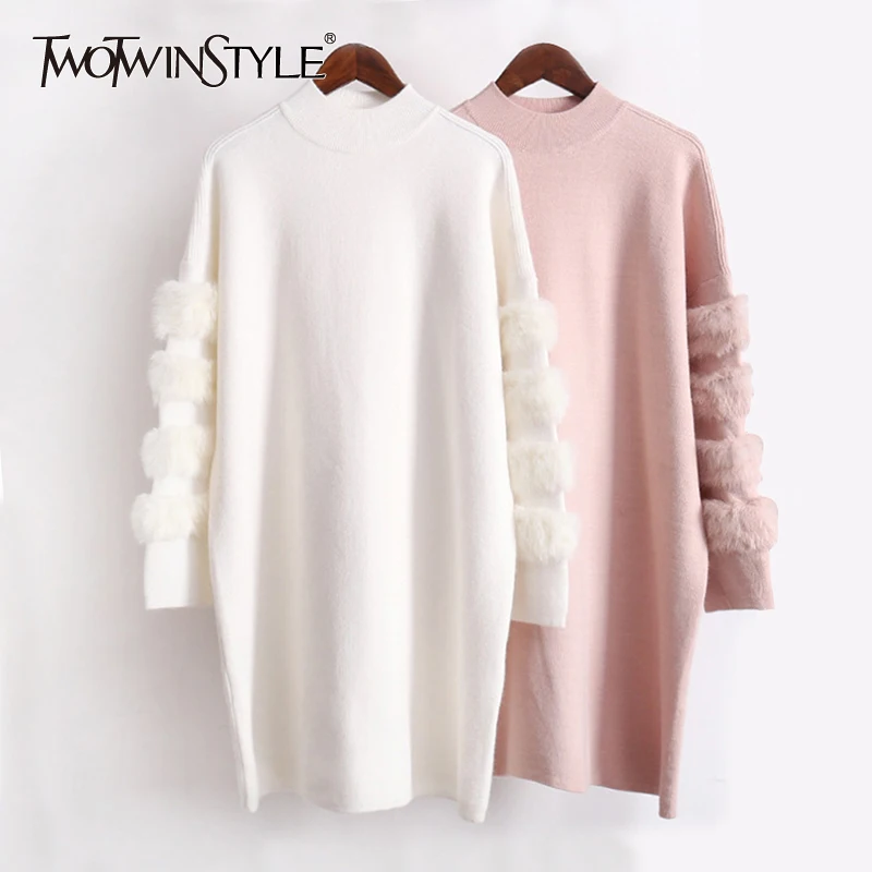 TWOTWINSTYLE Winter Knitted Pullovers Female Sweater For Women Top Long Sleeve Loose Big Size Thick Warm Sweaters Jumper Clothes
TWOTWINSTYLE Winter Knitted Pullovers Female Sweater For Women Top Long Sleeve Loose Big Size Thick Warm Sweaters Jumper Clothes