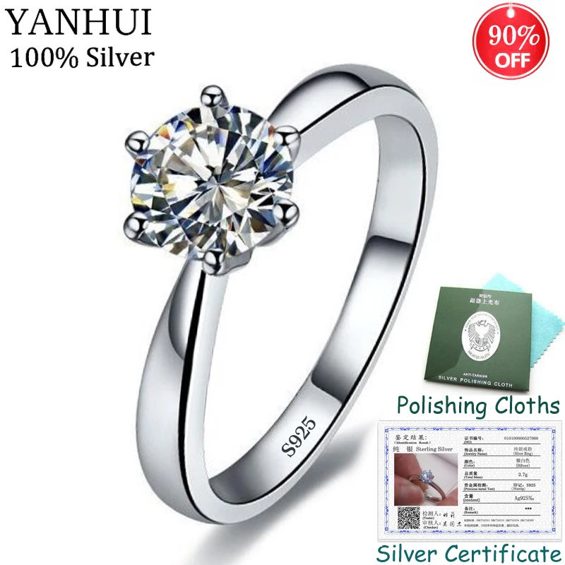 Sent Certificate! Luxury Original 925 Solid Silver Ring Solitaire 1 Carat CZ Diamant Engagement Wedding Rings for Women CR003
Sent Certificate! Luxury Original 925 Solid Silver Ring Solitaire 1 Carat CZ Diamant Engagement Wedding Rings for Women CR003