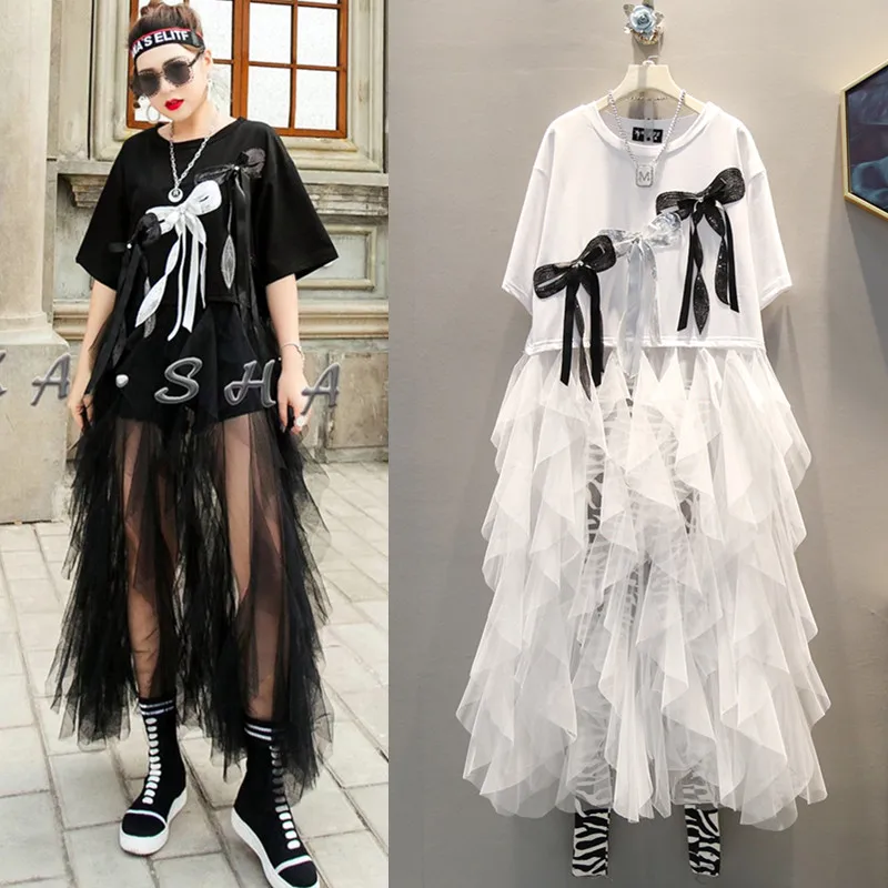 New Arrival Summer 2019 women t-dresses Big Bows appliques Mesh Layer Ruffles sequins girls Long tees ruffles clothing NS686 
New Arrival Summer 2019 women t-dresses Big Bows appliques Mesh Layer Ruffles sequins girls Long tees ruffles clothing NS686