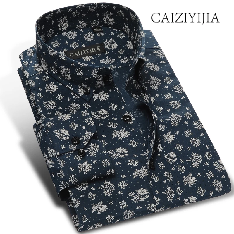 CAIZIYIJIA 2019 винтажная Мужская рубашка с цветочным принтом Роскошная брендовая