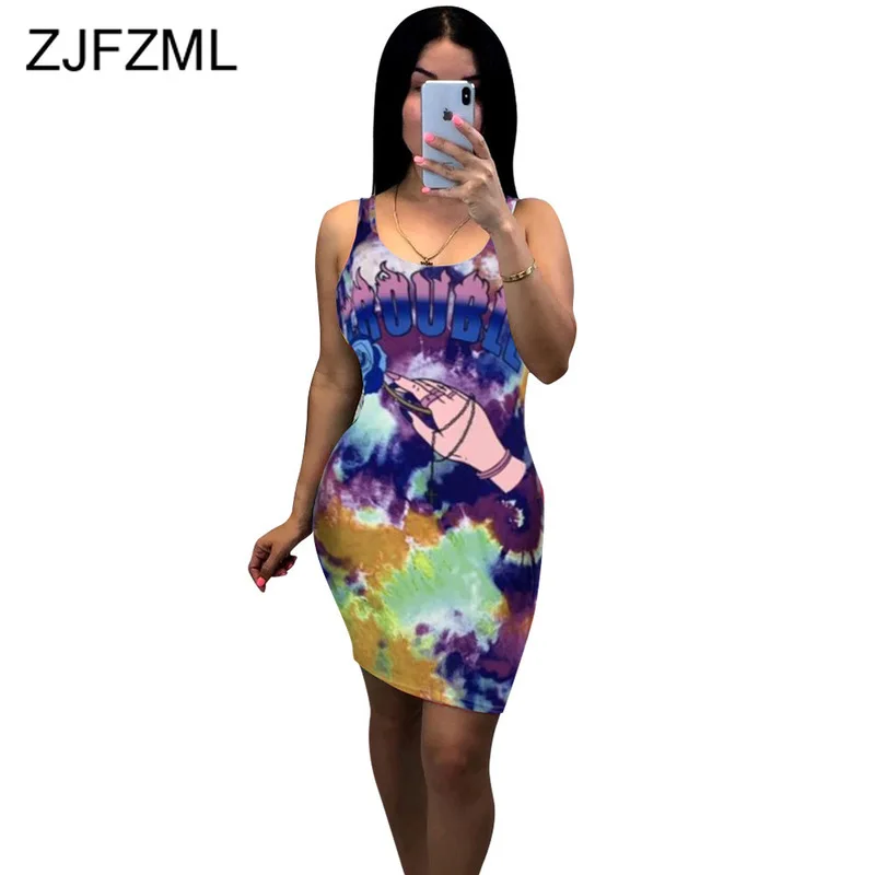 Tie Dye Letter Printed Sundress Women Backless Sleeveless Mini Package Hip Dress Sexy Club Party Bodycon Plus Size Dress Vestido
Tie Dye Letter Printed Sundress Women Backless Sleeveless Mini Package Hip Dress Sexy Club Party Bodycon Plus Size Dress Vestido