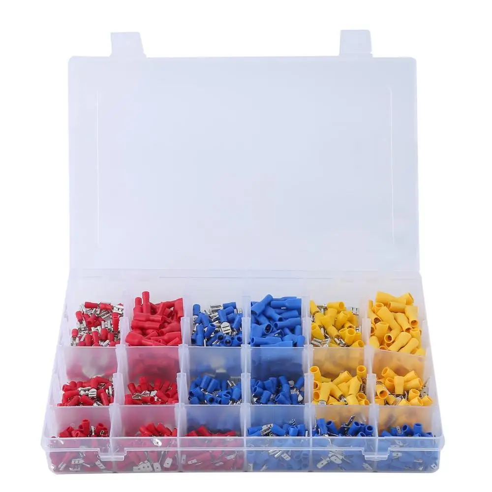 900PCS Male Female Spade Wire Quick Disconnects Flat Connectors Cable Lugs Crimp Insulated Terminal With Assortment Kit
900PCS Male Female Spade Wire Quick Disconnects Flat Connectors Cable Lugs Crimp Insulated Terminal With Assortment Kit