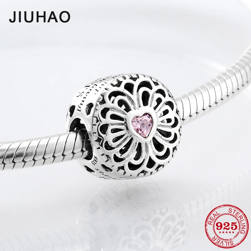 Fashion 925 Sterling Silver Flowers Openwork Pink Crystal Heart Beads fit Original Charms Pandora Women Bracelet Bangles Jewelry
Fashion 925 Sterling Silver Flowers Openwork Pink Crystal Heart Beads fit Original Charms Pandora Women Bracelet Bangles Jewelry