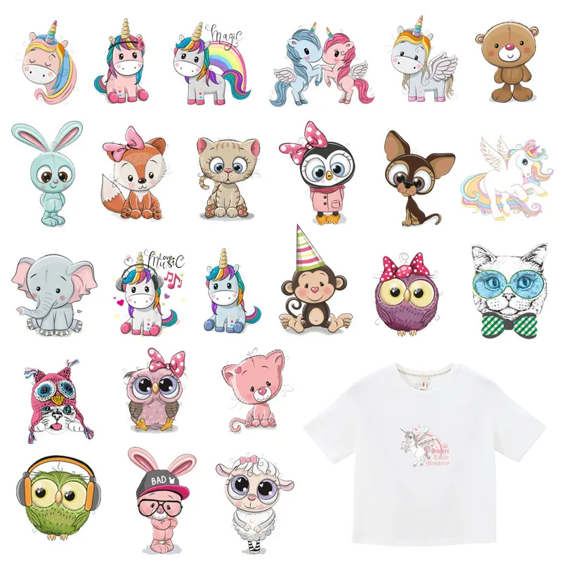 Cartoon Animal Iron on Transfers Heat Iron Stickers Unicorn Owl Bear Kids Clothing T-shirt Thermal Patches Decal DIY Appliques
Cartoon Animal Iron on Transfers Heat Iron Stickers Unicorn Owl Bear Kids Clothing T-shirt Thermal Patches Decal DIY Appliques