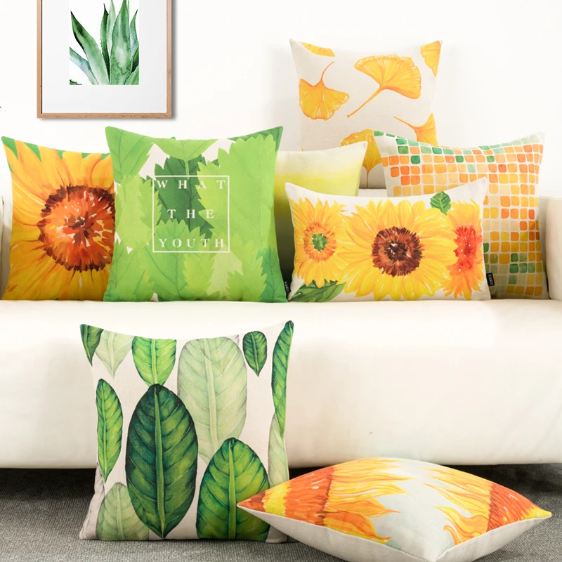 Simple American Cotton Linen Fresh Watercolor Leaves And Sunflower Cushions Decor Decorative Home Pillow Sofa Throw Pillows
Simple American Cotton Linen Fresh Watercolor Leaves And Sunflower Cushions Decor Decorative Home Pillow Sofa Throw Pillows