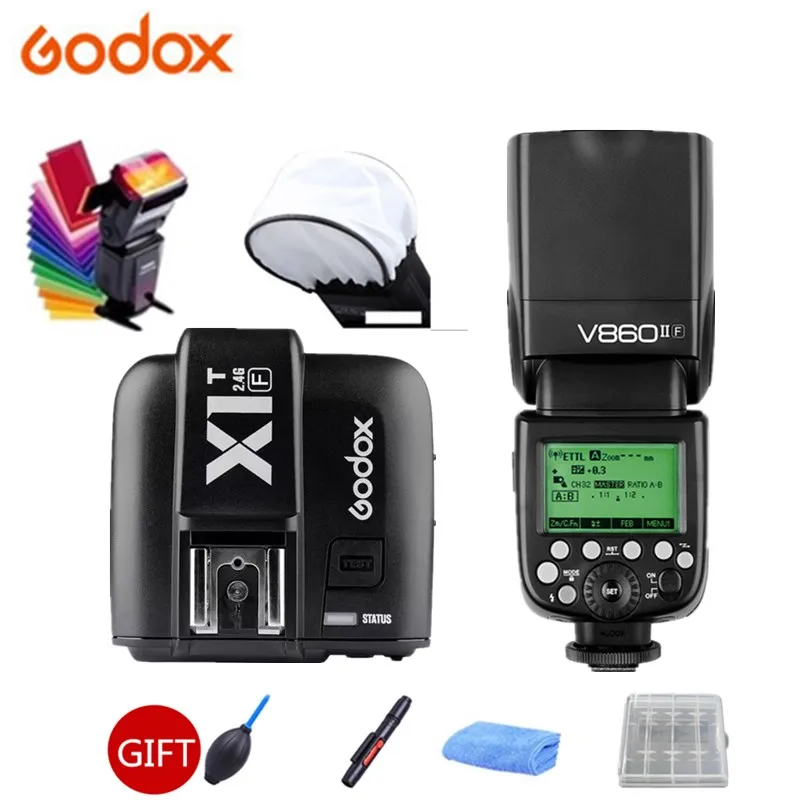 

Godox V860II-F V860IIF Camera Flash Speedlite Strobe 2.4G Wireless X System TTL HSS 1/8000 + X1TF Transmitter for Fujifilm