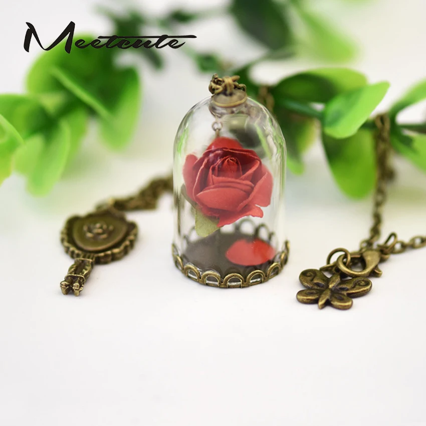 Meetcute Fee Shipping Новые стеклянные Чехлы сухое длинное ожерелье с цветком для женщин