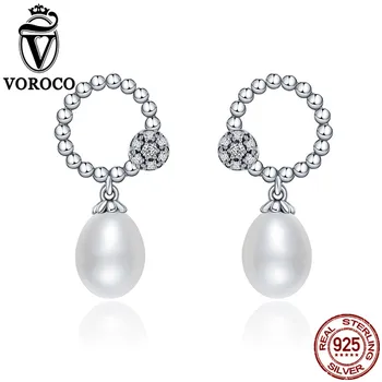 VOROCO 925 Sterling Silver Oval Freshwater Pearls Clear Zircon Elegant Drop Earrings For Women Wedding Silver Jewelry VSE095
VOROCO 925 Sterling Silver Oval Freshwater Pearls Clear Zircon Elegant Drop Earrings For Women Wedding Silver Jewelry VSE095