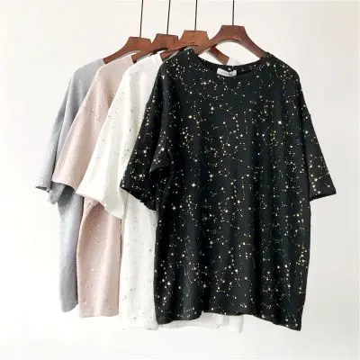 Obrix Larger Female Summer T-Shirt With Stars Pattern Milky Way Print Loose t-shirt For Women
Obrix Larger Female Summer T-Shirt With Stars Pattern Milky Way Print Loose t-shirt For Women