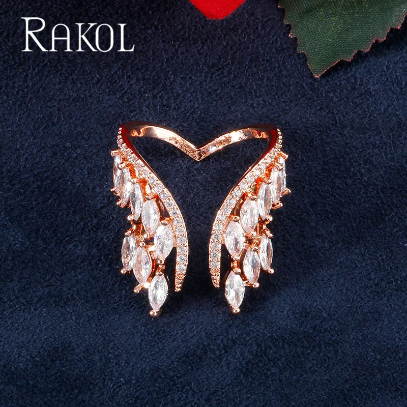 RAKOL Fashion Design Feather Cubic Zircon Rose Gold Color Wing Engagement Open Rings For Bridal Adjustable Opening Pretty Rings
RAKOL Fashion Design Feather Cubic Zircon Rose Gold Color Wing Engagement Open Rings For Bridal Adjustable Opening Pretty Rings