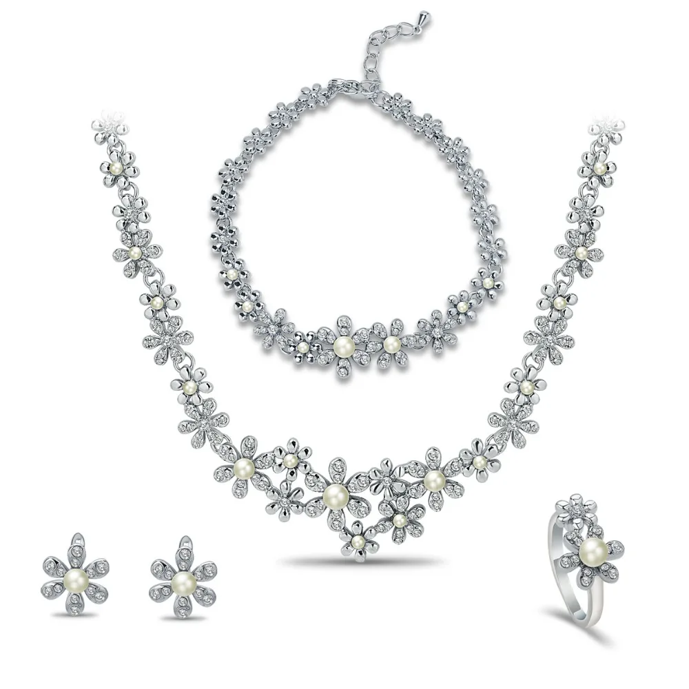 New Imitation Pearl Jewelry Sets Flower and Pattern Necklace Earring Braclace Rings For Women Wedding Jewelry Sets
New Imitation Pearl Jewelry Sets Flower and Pattern Necklace Earring Braclace Rings For Women Wedding Jewelry Sets