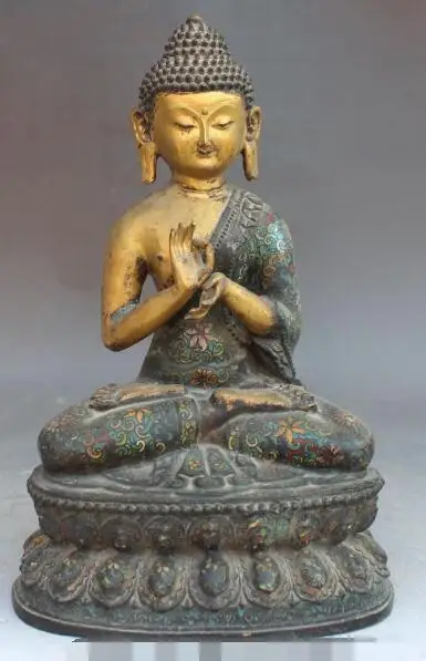 S5218 14" Tibet Cloisonne Enamel Bronze 24K Gold Shakyamuni Sakyamuni Buddha Statue
S5218 14" Tibet Cloisonne Enamel Bronze 24K Gold Shakyamuni Sakyamuni Buddha Statue